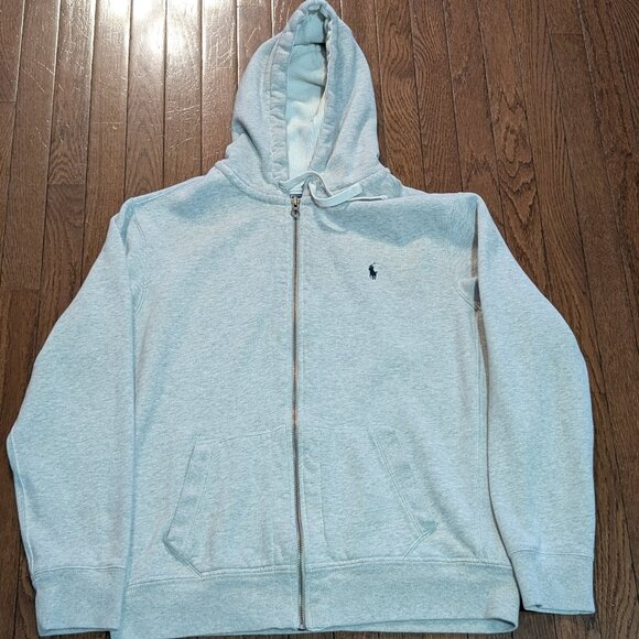 Polo Ralph Lauren Heather Grey Hoodie with Waffle Knit Lined Hood - Size XL - Picture 1 of 4